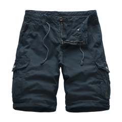pure color full cotton mens cargo shorts multi pocket leisre shorts