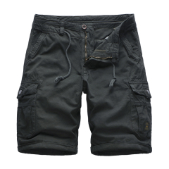 pure color full cotton mens cargo shorts multi pocket leisre shorts