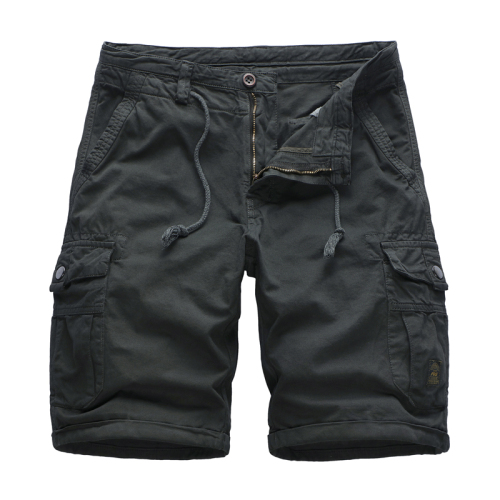 pure color full cotton mens cargo shorts multi pocket leisre shorts