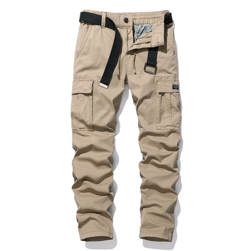 solid color full cotton mens cargo pants multi pocket hiking long pants