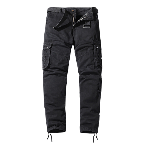 solid color full cotton mens cargo pants multi pocket hiking long pants