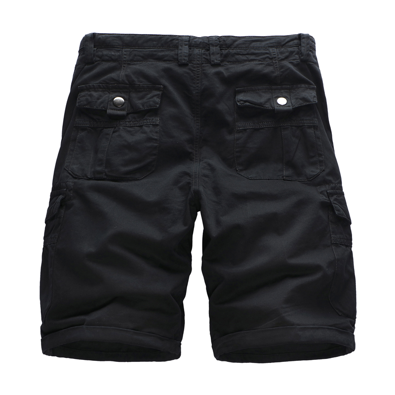 pure color full cotton mens cargo shorts multi pocket leisre shorts