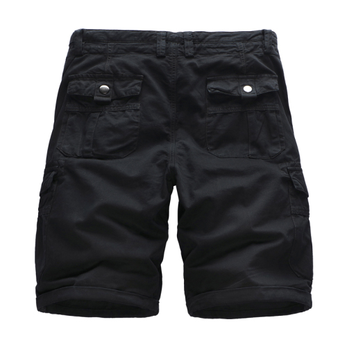 pure color full cotton mens cargo shorts multi pocket leisre shorts