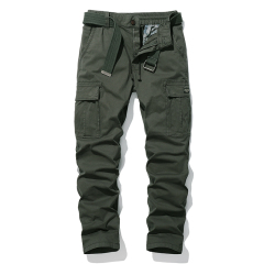 solid color full cotton mens cargo pants multi pocket hiking long pants