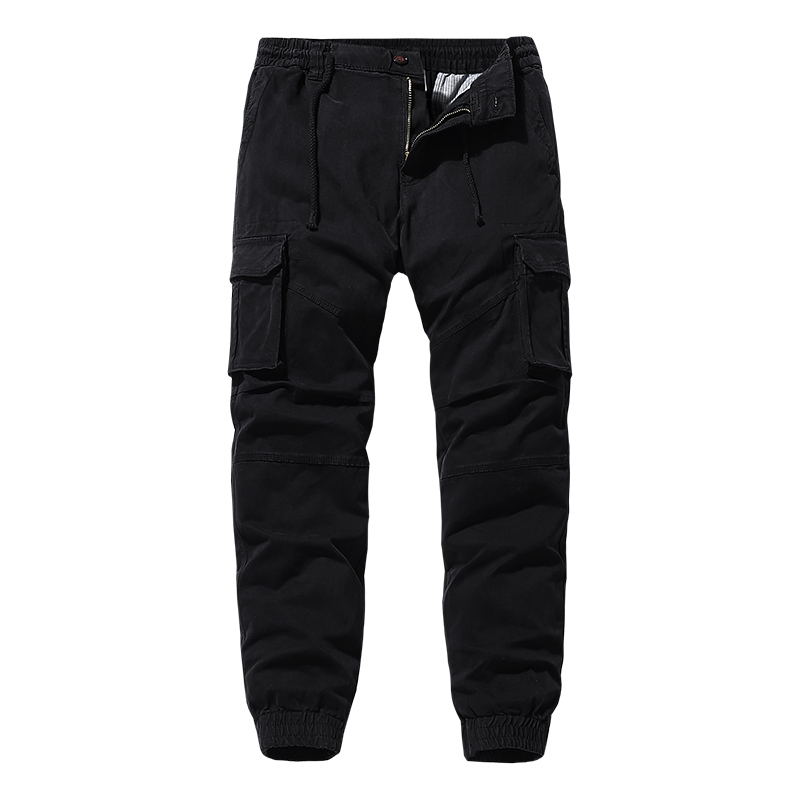 pure color full cotton mens cargo pants multi pocket hiking long pants
