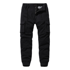 pure color full cotton mens cargo pants multi pocket hiking long pants