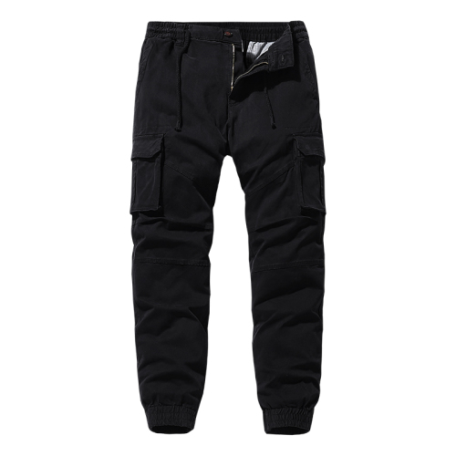 pure color full cotton mens cargo pants multi pocket hiking long pants