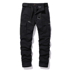 solid color full cotton mens cargo pants multi pocket hiking long pants