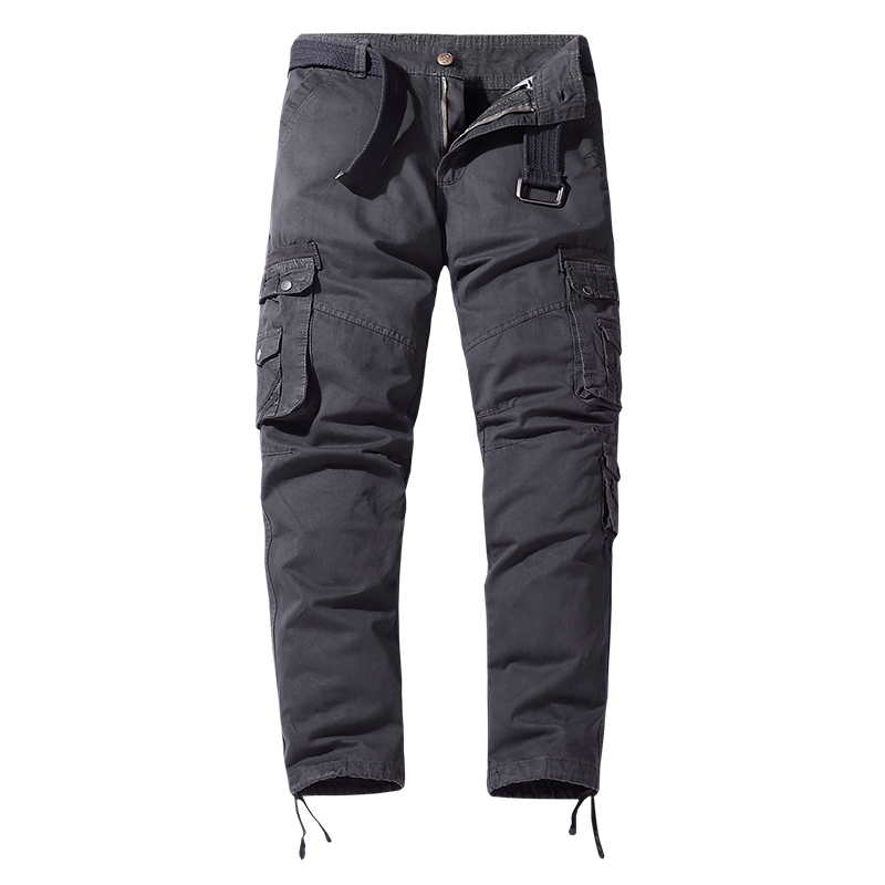 solid color full cotton mens cargo pants multi pocket hiking long pants