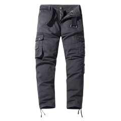 solid color full cotton mens cargo pants multi pocket hiking long pants