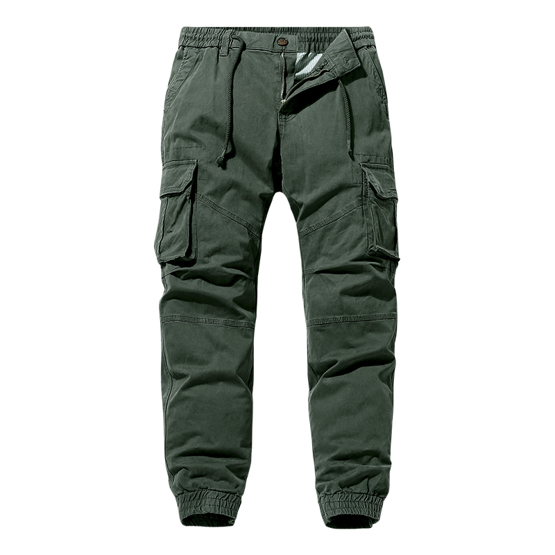 pure color full cotton mens cargo pants multi pocket hiking long pants