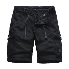 pure color full cotton mens cargo shorts multi pocket leisre shorts