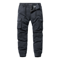 pure color full cotton mens cargo pants multi pocket hiking long pants