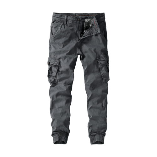 100% cotton elastic waist mens cargo pants outdoor hiking leisure pants