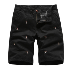 full embroidery mens casual shorts cotton cargo shorts with pockets