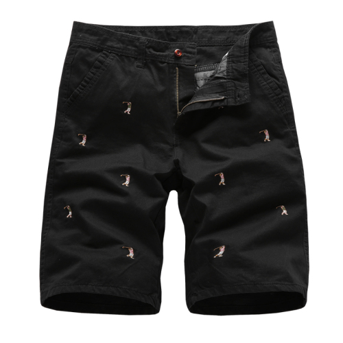 full embroidery mens casual shorts cotton cargo shorts with pockets