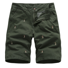 full embroidery mens casual shorts cotton cargo shorts with pockets
