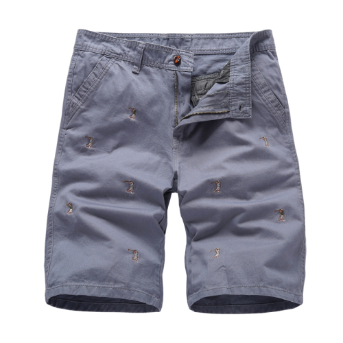full embroidery mens casual shorts cotton cargo shorts with pockets