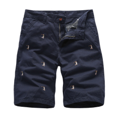 full embroidery mens casual shorts cotton cargo shorts with pockets