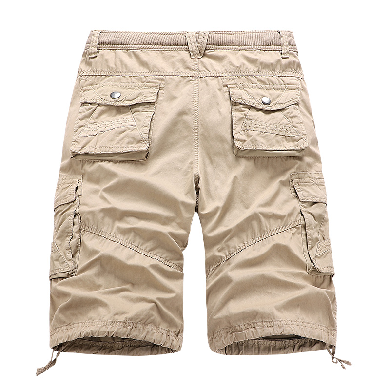 garment washing solid mens cargo shorts multi pocket cotton leisure shorts