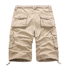 garment washing solid mens cargo shorts multi pocket cotton leisure shorts