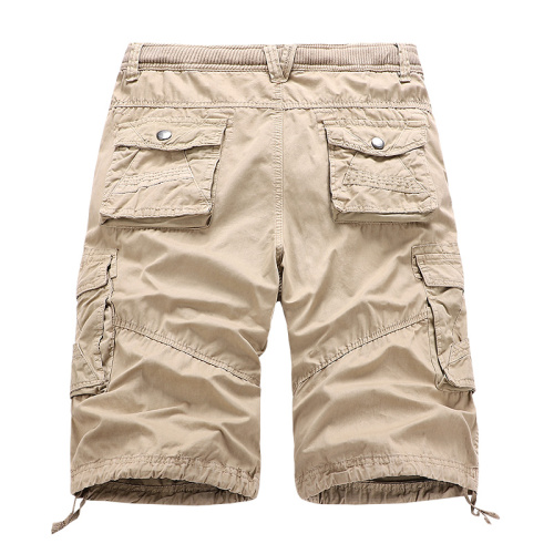 garment washing solid mens cargo shorts multi pocket cotton leisure shorts