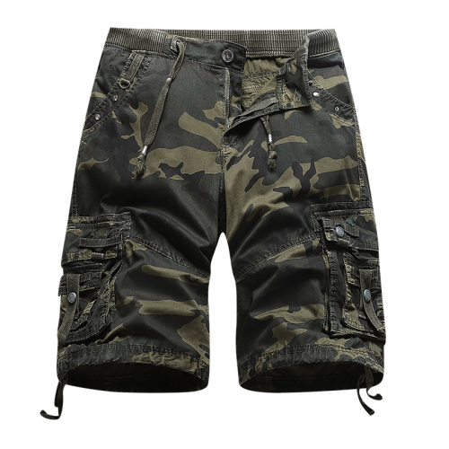 garment washing camouflage mens cargo shorts multi pocket cotton leisure shorts