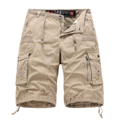 garment washing solid mens cargo shorts multi pocket cotton leisure shorts