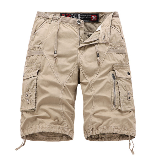 garment washing solid mens cargo shorts multi pocket cotton leisure shorts