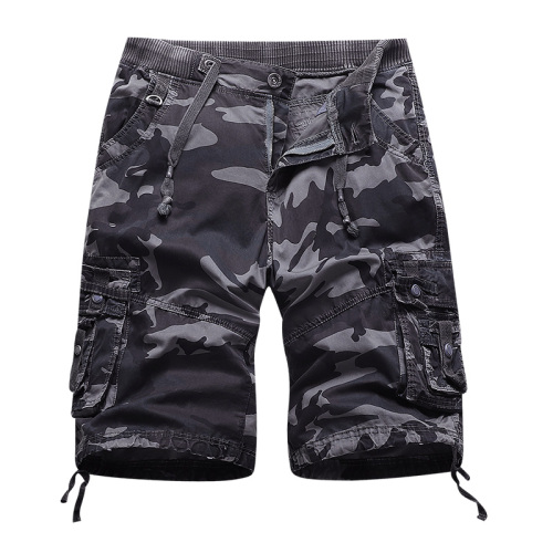 garment washing camouflage mens cargo shorts multi pocket cotton leisure shorts