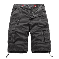 garment washing solid mens cargo shorts multi pocket cotton leisure shorts