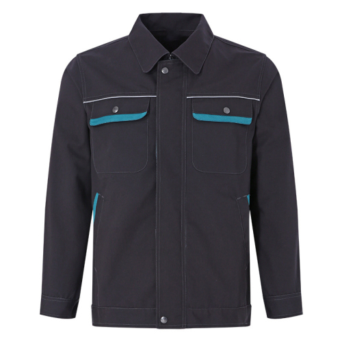 navy color long sleeve pocked working jacket workshop uniform