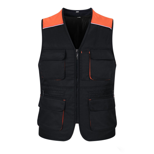 contrast color multi pocket cargo working vest workshop construction work uniform