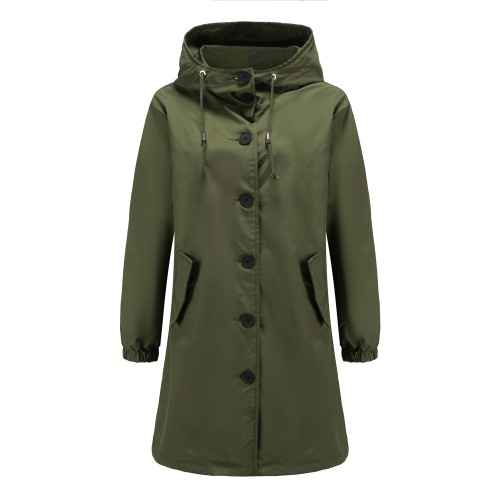 deep cover women trench coat hooded button windbreaker jacket