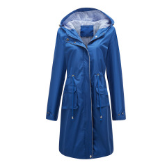 color blocked striped lining cover long women trench coat hooded zipper autumn windbreaker jacket
