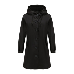 deep cover women trench coat hooded button windbreaker jacket