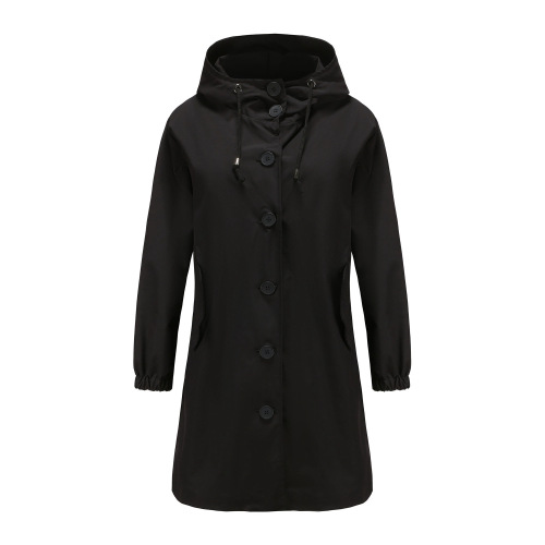 deep cover women trench coat hooded button windbreaker jacket