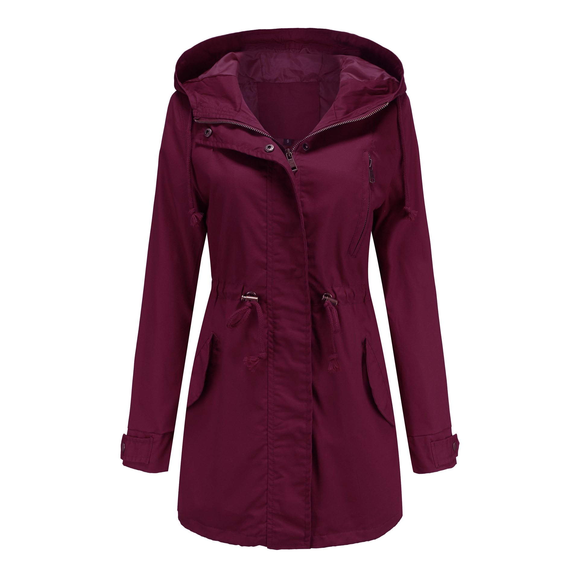 deep cover women trench coat hooded zipper windbreaker jacket