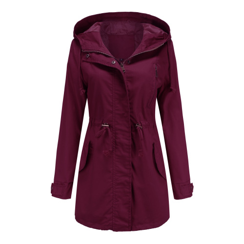 deep cover women trench coat hooded zipper windbreaker jacket