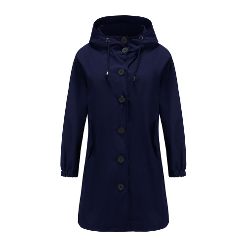 deep cover women trench coat hooded button windbreaker jacket