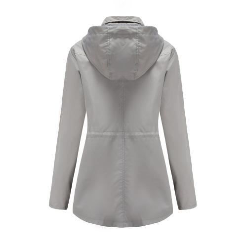 mistral long women trench coat hooded zipper autumn windbreaker jacket