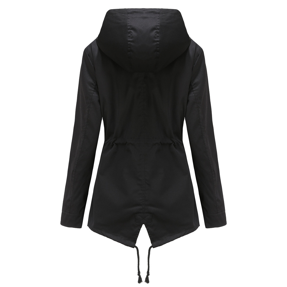 mistral long women trench coat hooded zipper autumn windbreaker jacket