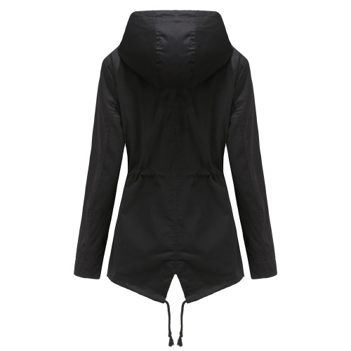 mistral long women trench coat hooded zipper autumn windbreaker jacket