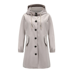 deep cover women trench coat hooded button windbreaker jacket