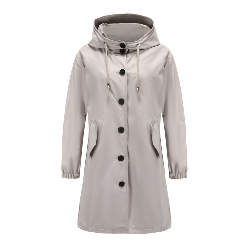 deep cover women trench coat hooded button windbreaker jacket