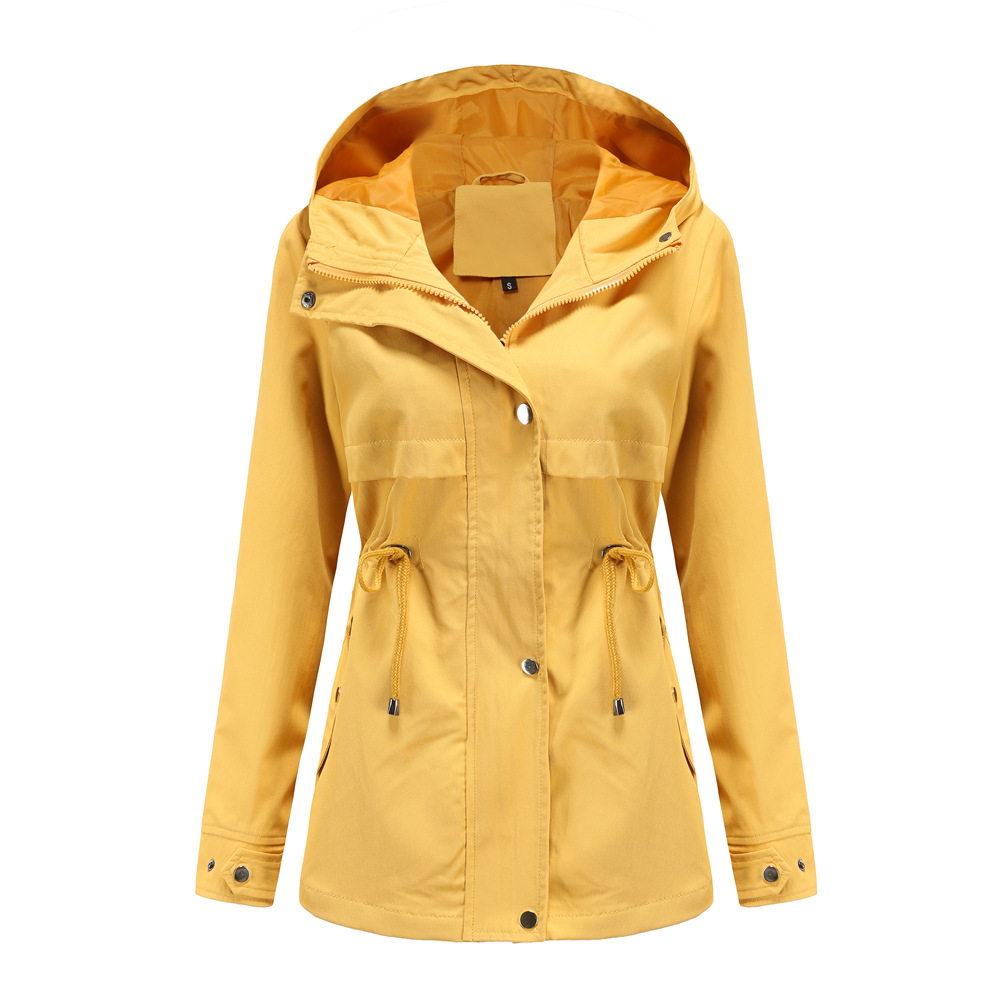 mistral long women trench coat hooded zipper autumn windbreaker jacket