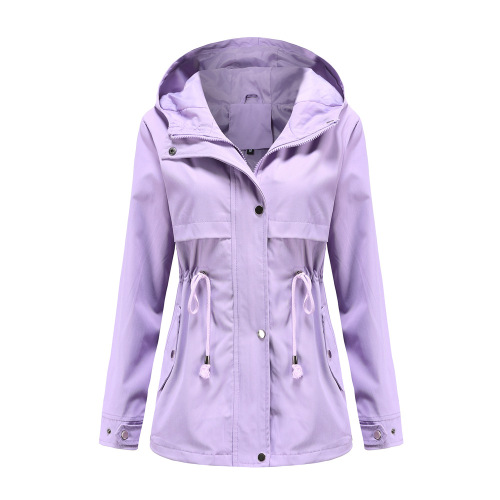mistral long women trench coat hooded zipper autumn windbreaker jacket