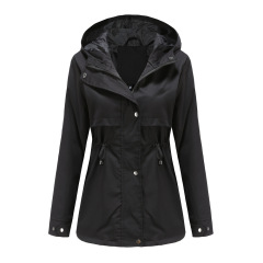 mistral long women trench coat hooded zipper autumn windbreaker jacket