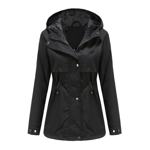 mistral long women trench coat hooded zipper autumn windbreaker jacket