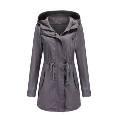 deep cover women trench coat hooded zipper windbreaker jacket
